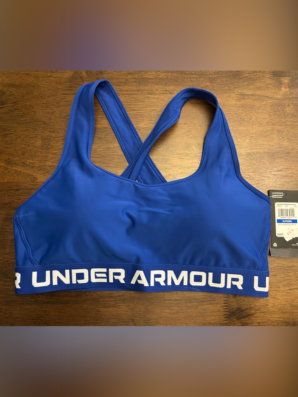 Under Armour Royal Blue Crossback Sports Bra with Branded Band
